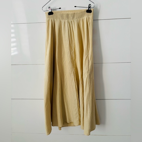 ZARA WOMEN SIZE XS LINEN BLEND MIDI DRESS STRAPLESS IVORY WITH POCKETS - Picture 6 of 11